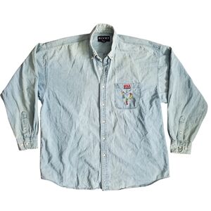 Vintage Pivot Sportswear USA Network Golf Denim Button-Down Shirt - Men's XL